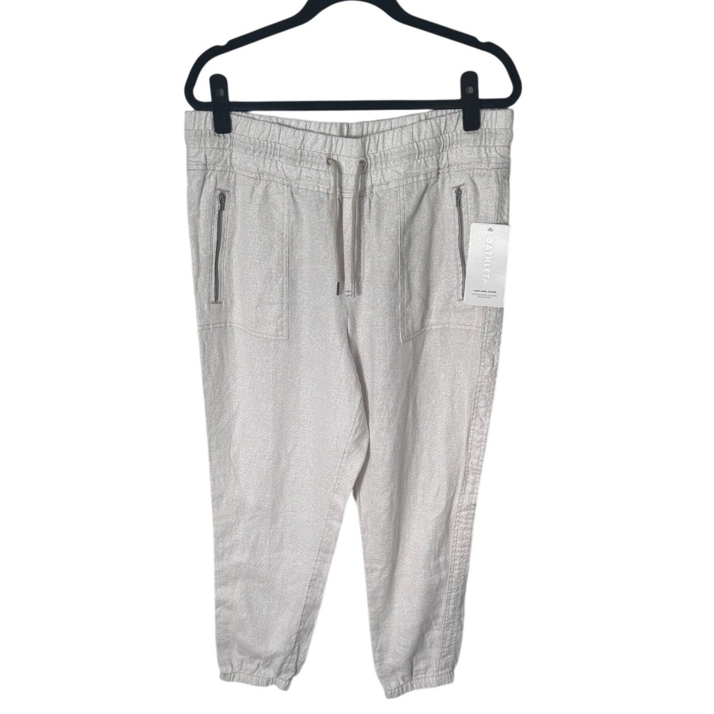 Athleta Cabo Linen Mini Lepoard Print Jogger Sz 14 Lightweight Casual Pants